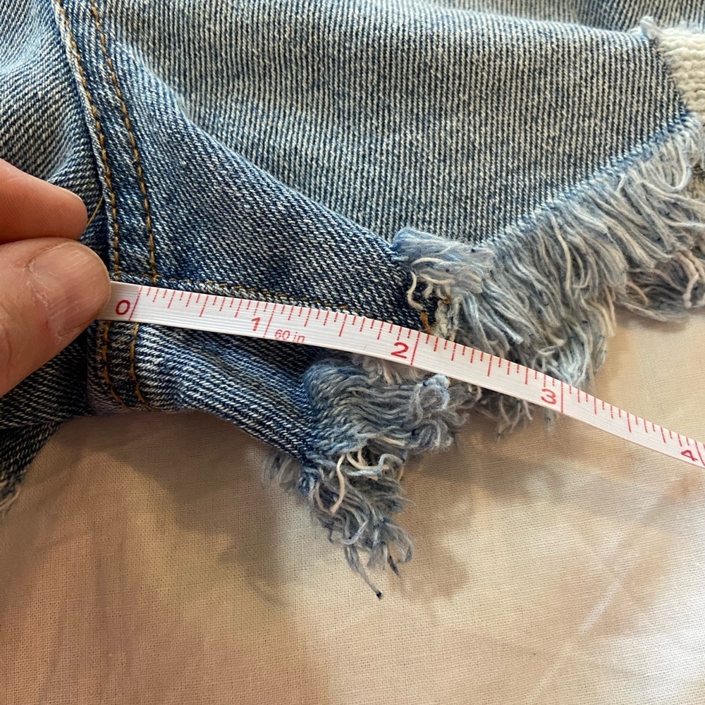 Tinseltown Blue Denim Jean Shorts with Rainbow Side Trim - Picture 4 of 11